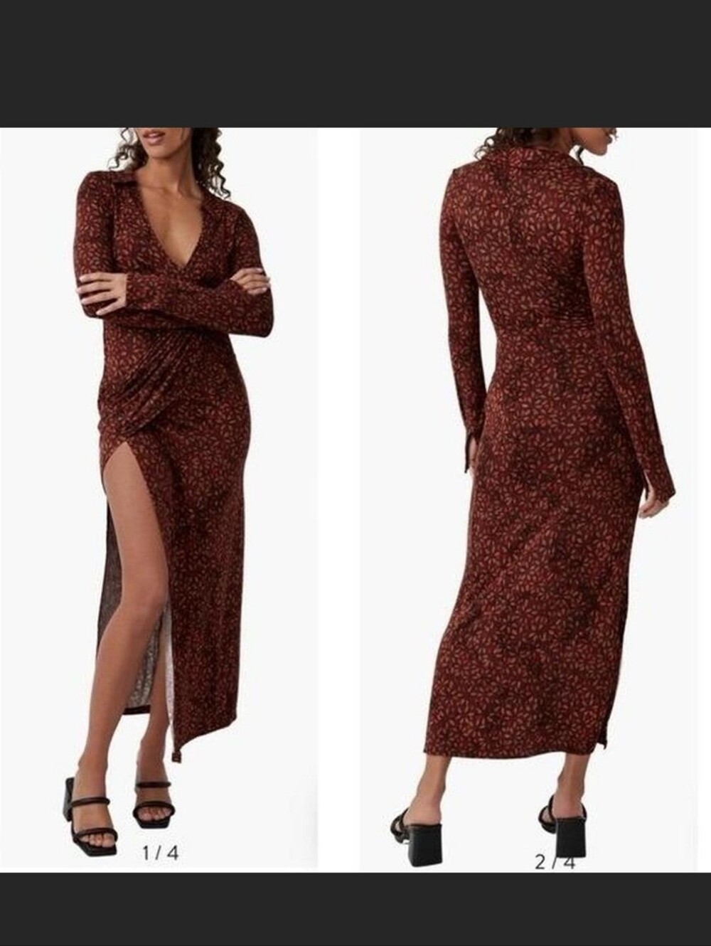 Free People Shayla Wrap Midi Dress – Women’s XS | Chocolate Combo | NWT